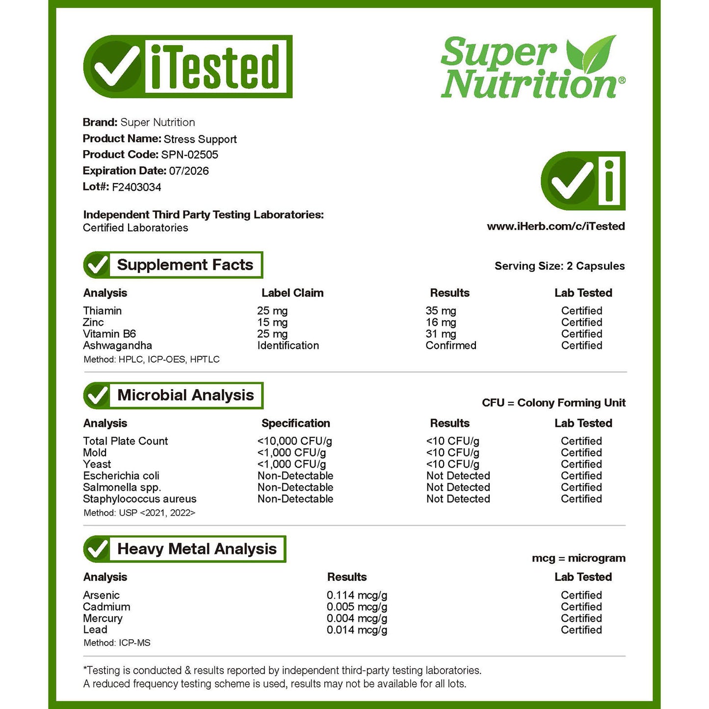 Super Nutrition, Stress Support, 180 Veggie Capsules