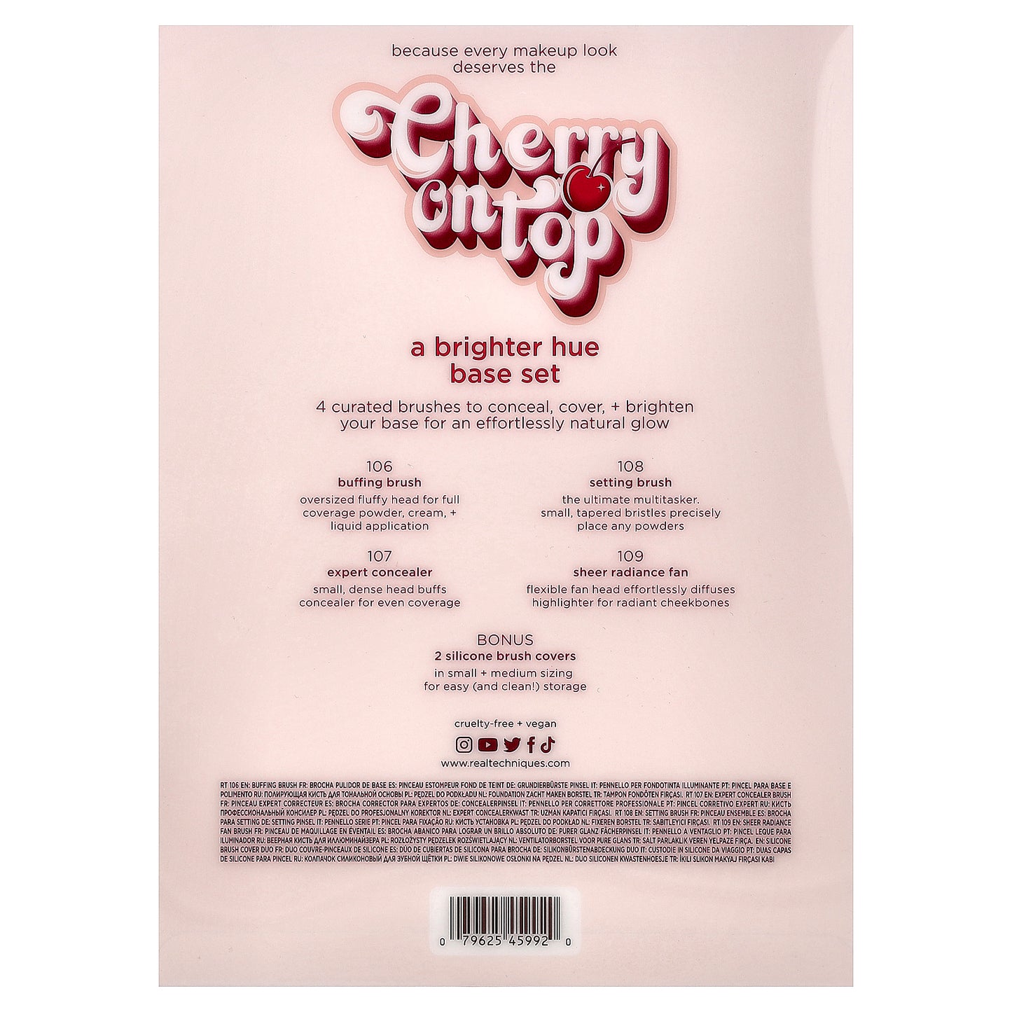 Real Techniques, Cherry On Top, A Brighter Hue Base Set, 6 Piece Set