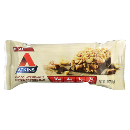 Atkins, Protein Meal Bar, Chocolate Peanut Butter Pretzel, 5 Bars, 1.69 oz (48 g) Each