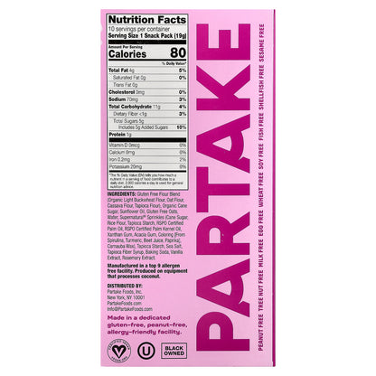 Partake, Crunchy Cookies, Confetti, 10 Snack Packs, 0.67 oz (19 g) Each