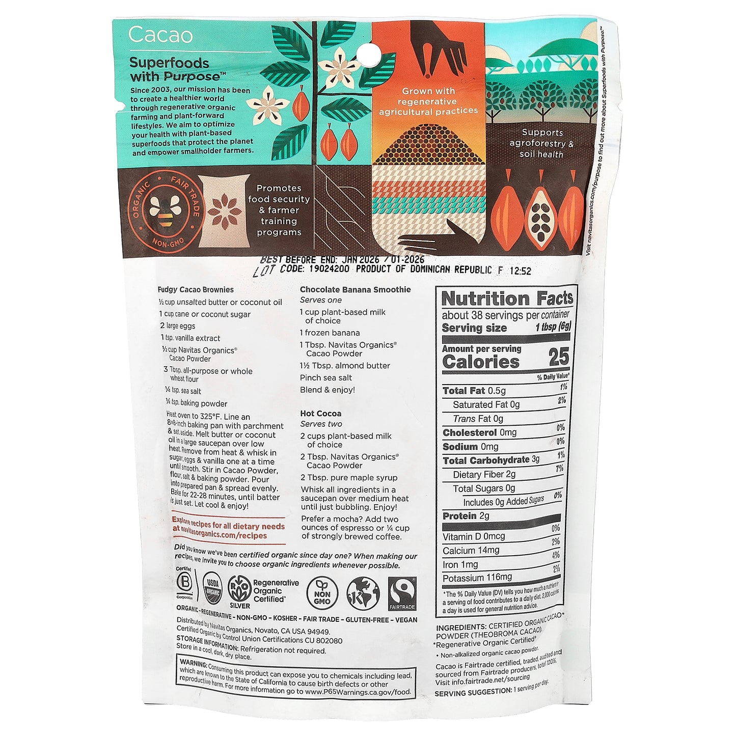 Navitas Organics, Organic Cacao Powder, Unsweetened, 8 oz (227 g)