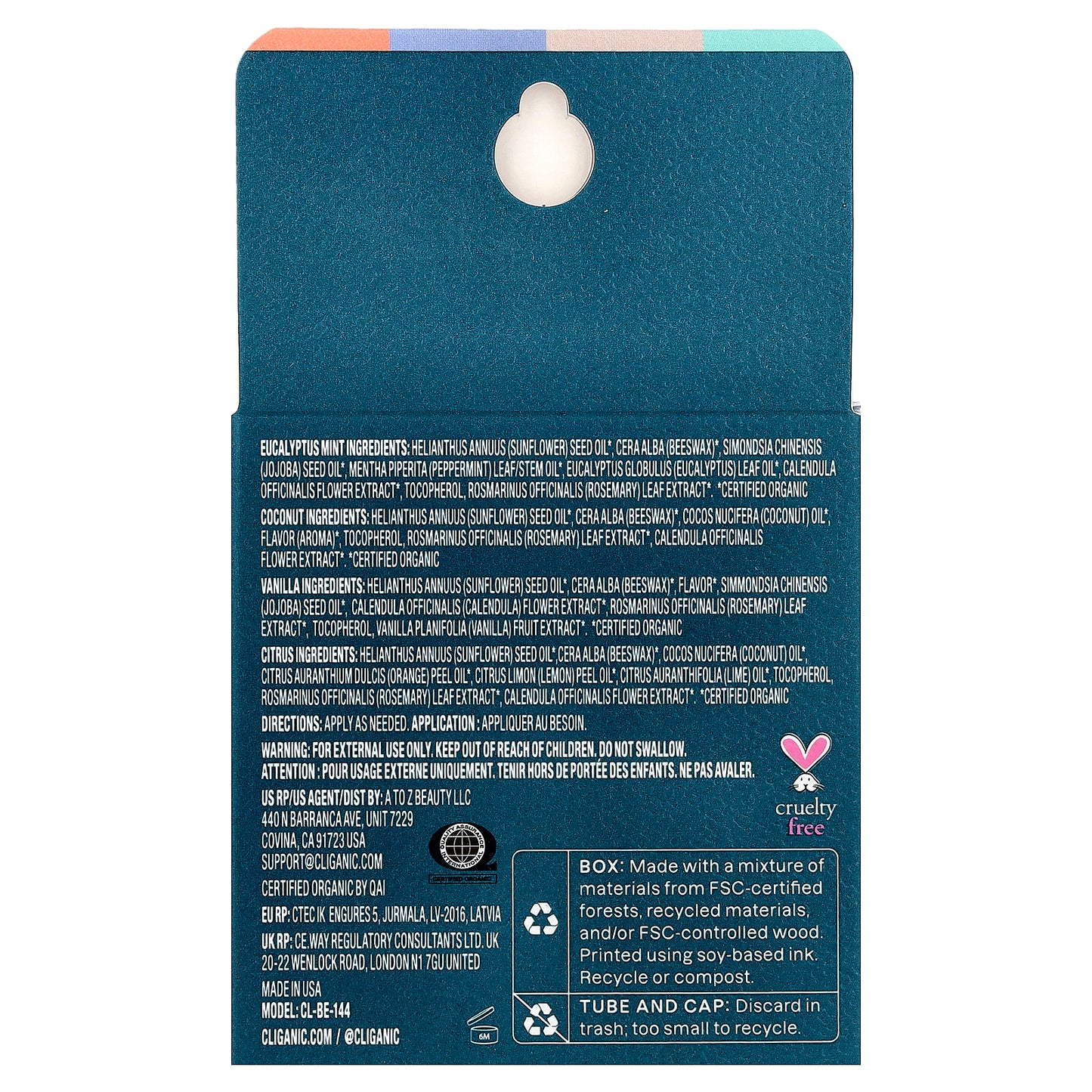 Cliganic, Organic Lip Balm Set, Sweet Bliss, 4 Pack, 0.15 oz (4.25 g) Each