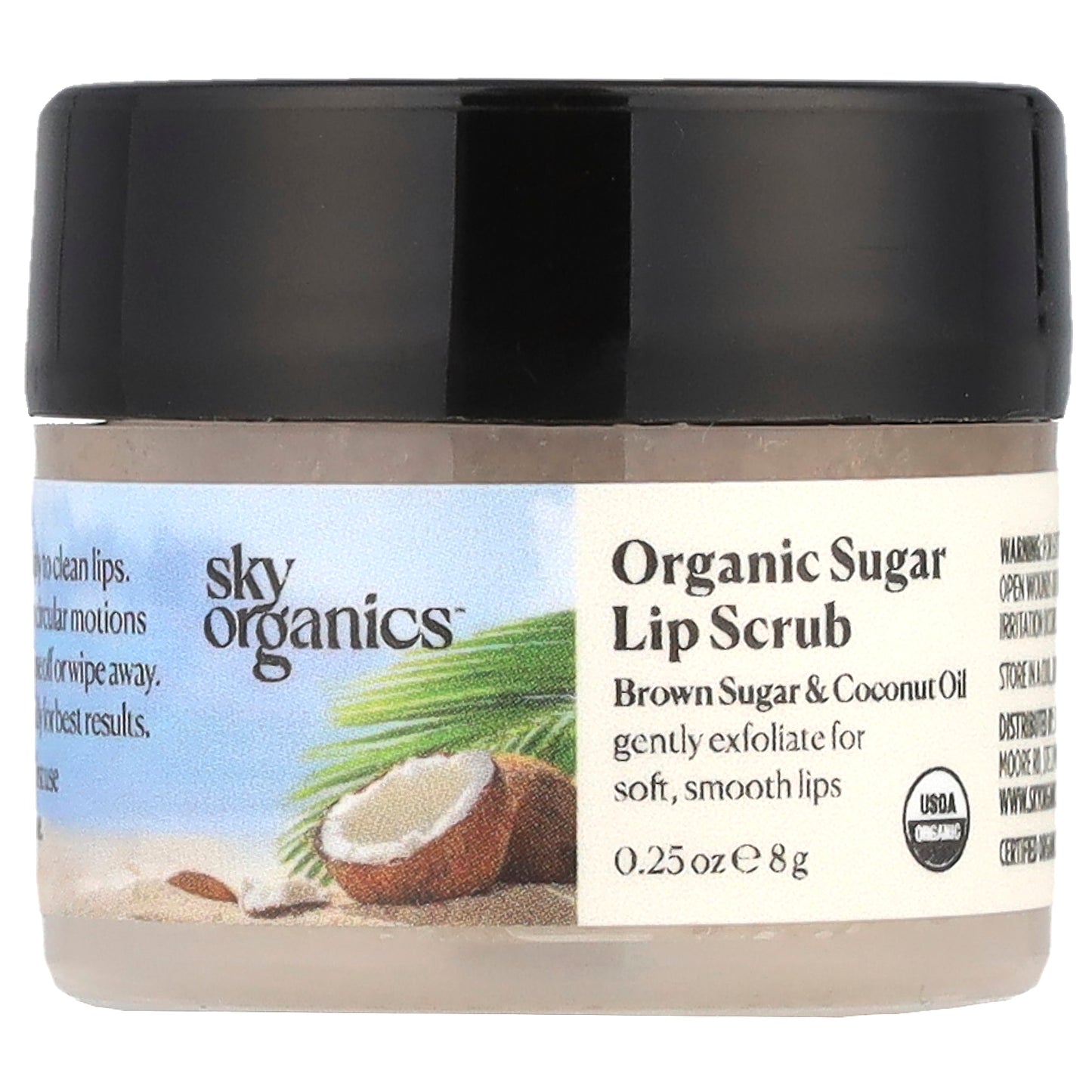 Sky Organics, Organic Sugar Lip Scrub, Brown Sugar & Coconut Oil, 0.25 oz (8 g)