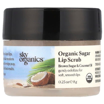Sky Organics, Organic Sugar Lip Scrub, Brown Sugar & Coconut Oil, 0.25 oz (8 g)