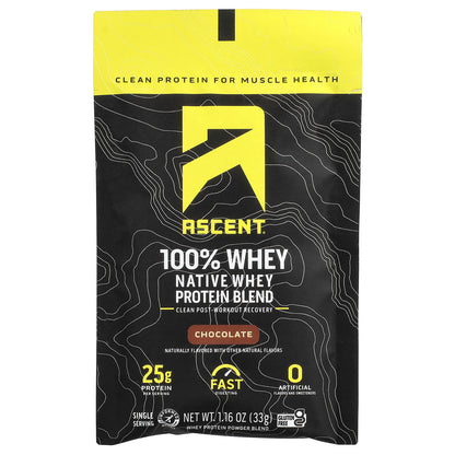 Ascent, Native Whey Protein Blend, Chocolate, 15 Packets, 1.16 oz (33 g) Each