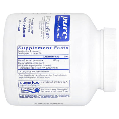 Pure Encapsulations, CurcumaSorb, 180 Capsules (250 mg per Capsule)
