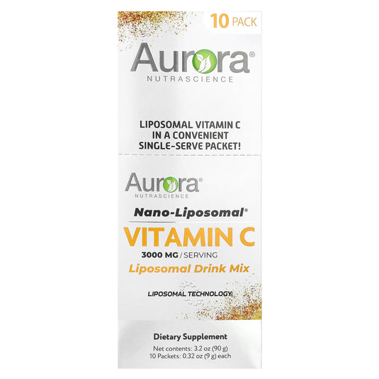 Aurora Nutrascience, Nano-Liposomal®, Vitamin C,  Liposomal Drink Mix, 3,000 mg, 10 Packets, 0.32 oz (9 g) Each