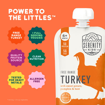 Serenity Kids, Free Range Turkey with Sweet Potato, Pumpkin, & Beet, 6+ Months,  3.5 oz (99 g)