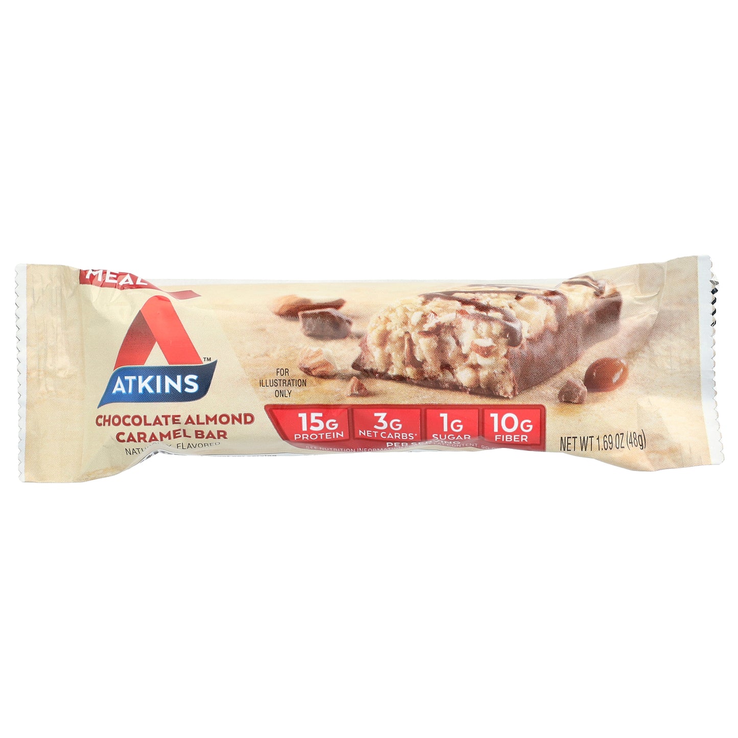 Atkins, Protein Meal Bar, Chocolate Almond Caramel , 8 Bars, 1.69 oz (48 g) Each