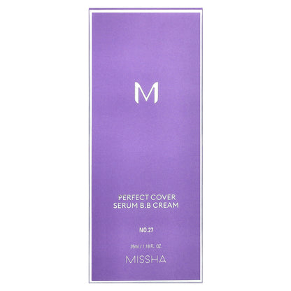 Missha, Perfect Cover Serum B.B Cream, No. 27 Honey Beige, 1.18 fl oz (35 ml)