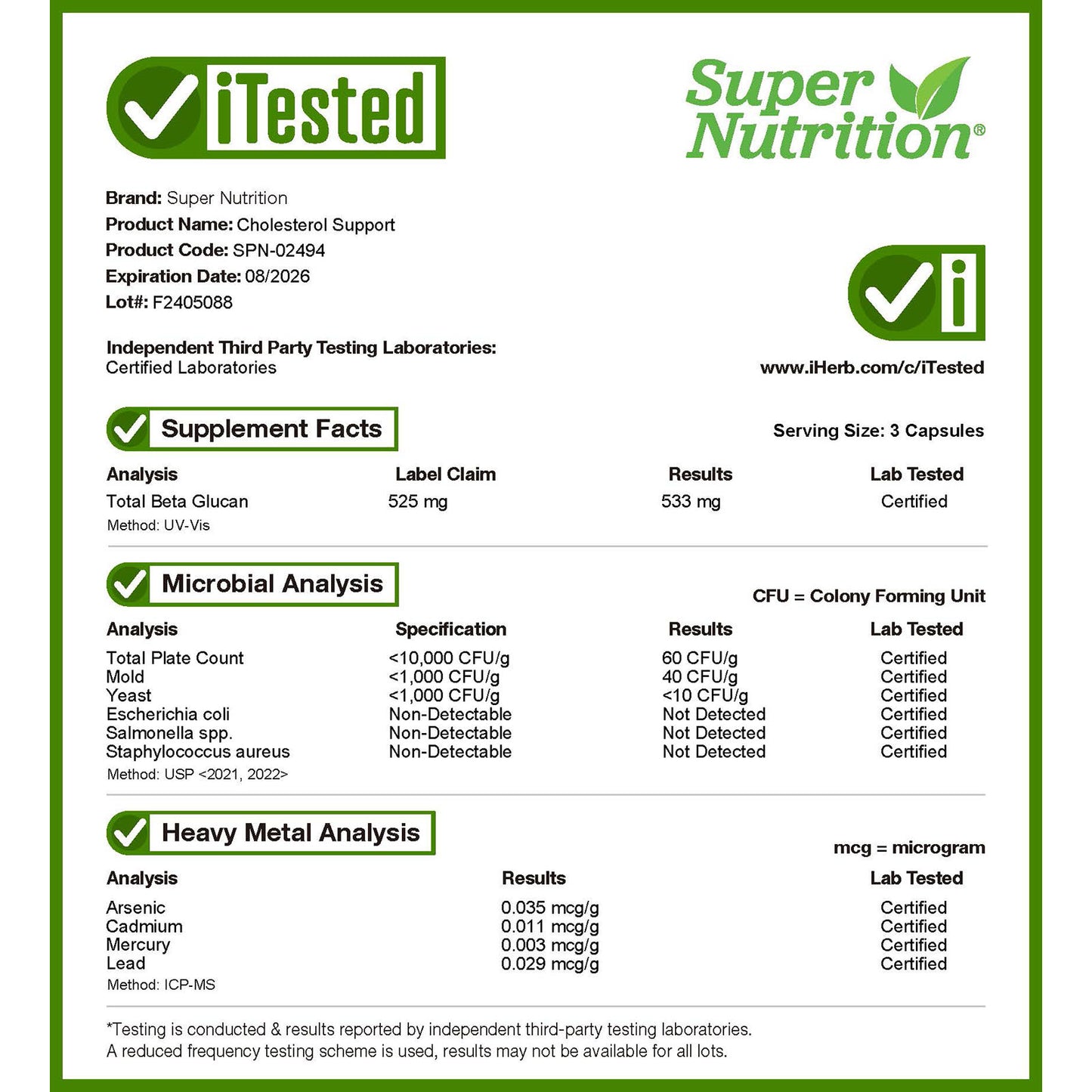 Super Nutrition, Cholesterol Support, 90 Veggie Capsules