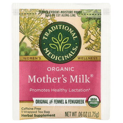 Traditional Medicinals, Organic Mother's Milk®, Original with Fennel & Fenugreek, Caffeine Free, 48 Wrapped Tea Bags, 2.96 oz (84 g)