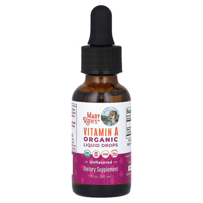 MaryRuth's, Organic Vitamin A Liquid Drops, Unflavored, 750 mcg, 1 fl oz (30 ml)