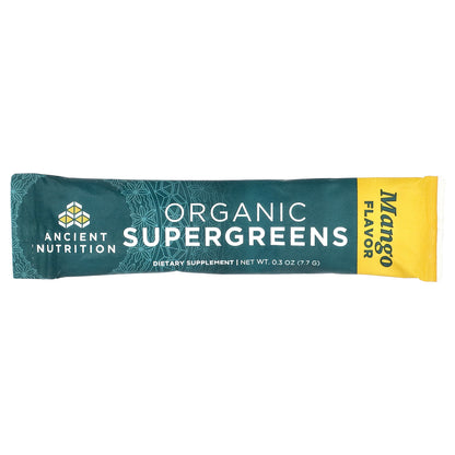 Ancient Nutrition, Organic Super Greens, Mango, 16 On-The-Go Stick Packs, 0.3 oz (7.7 g) Each