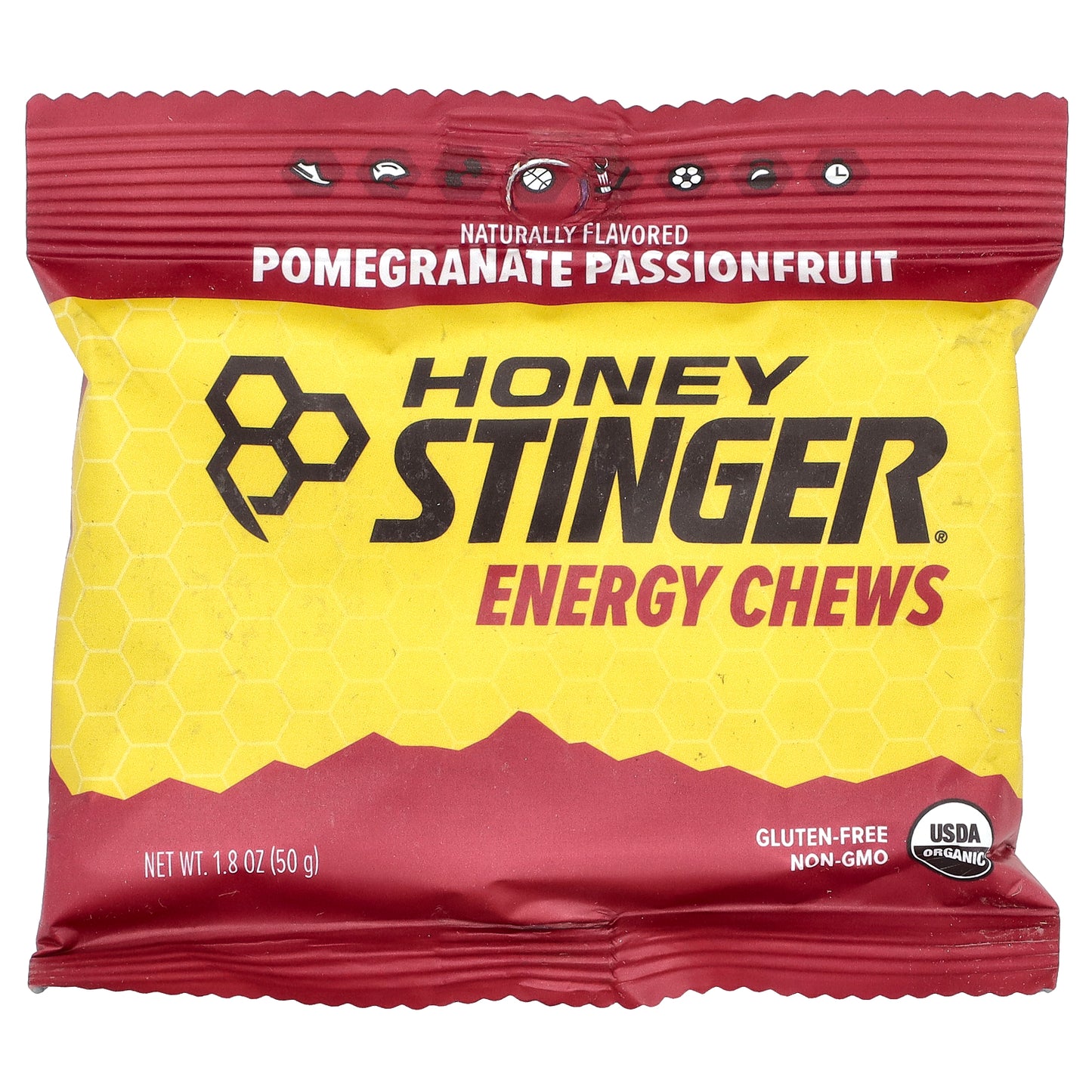 Honey Stinger, Energy Chews, Pomegranate Passionfruit, 12 Packets, 1.8 oz (50 g) Each