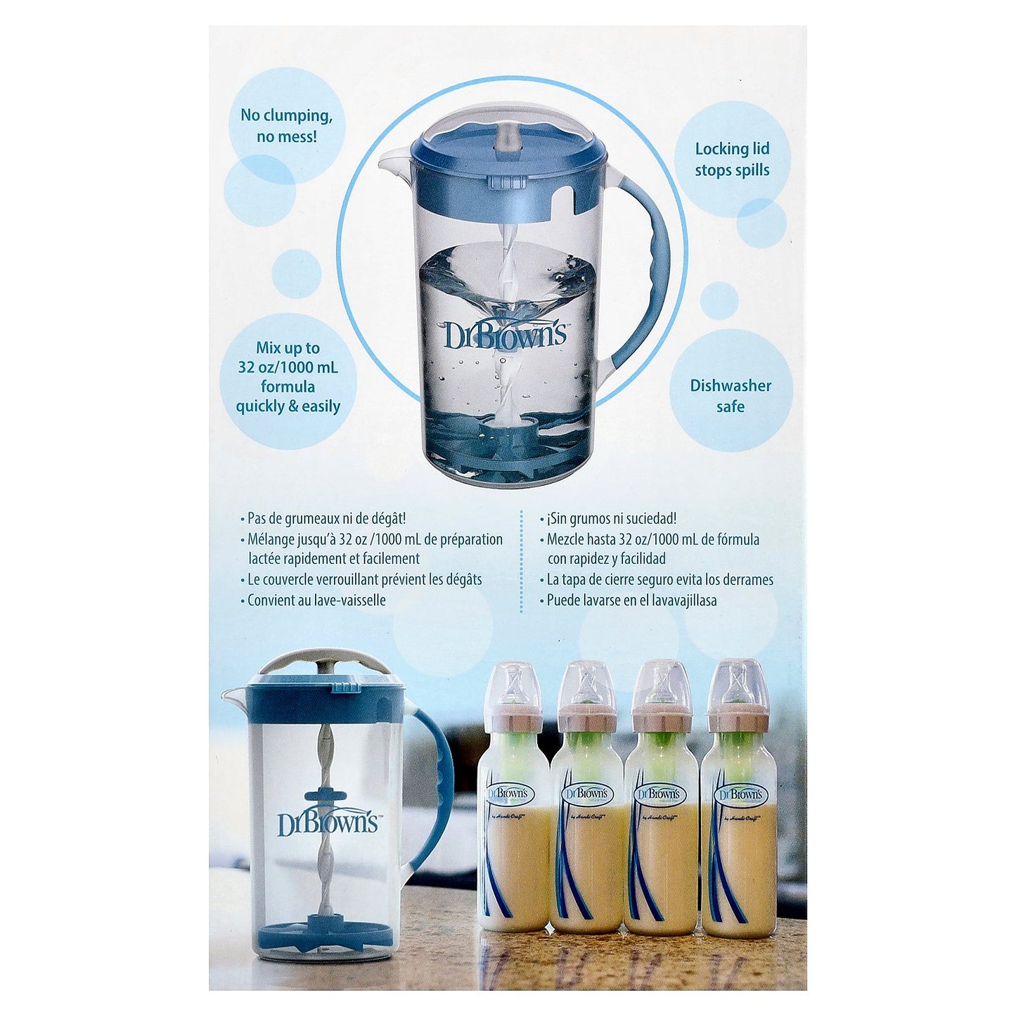 Dr. Brown's, Formula Mixing Pitcher, Blue , 32 oz (1,000 ml)