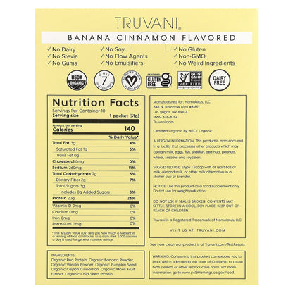 Truvani, Plant Based Protein Powder, Banana Cinnamon , 10 Packs, 1.09 oz (31 g) Each