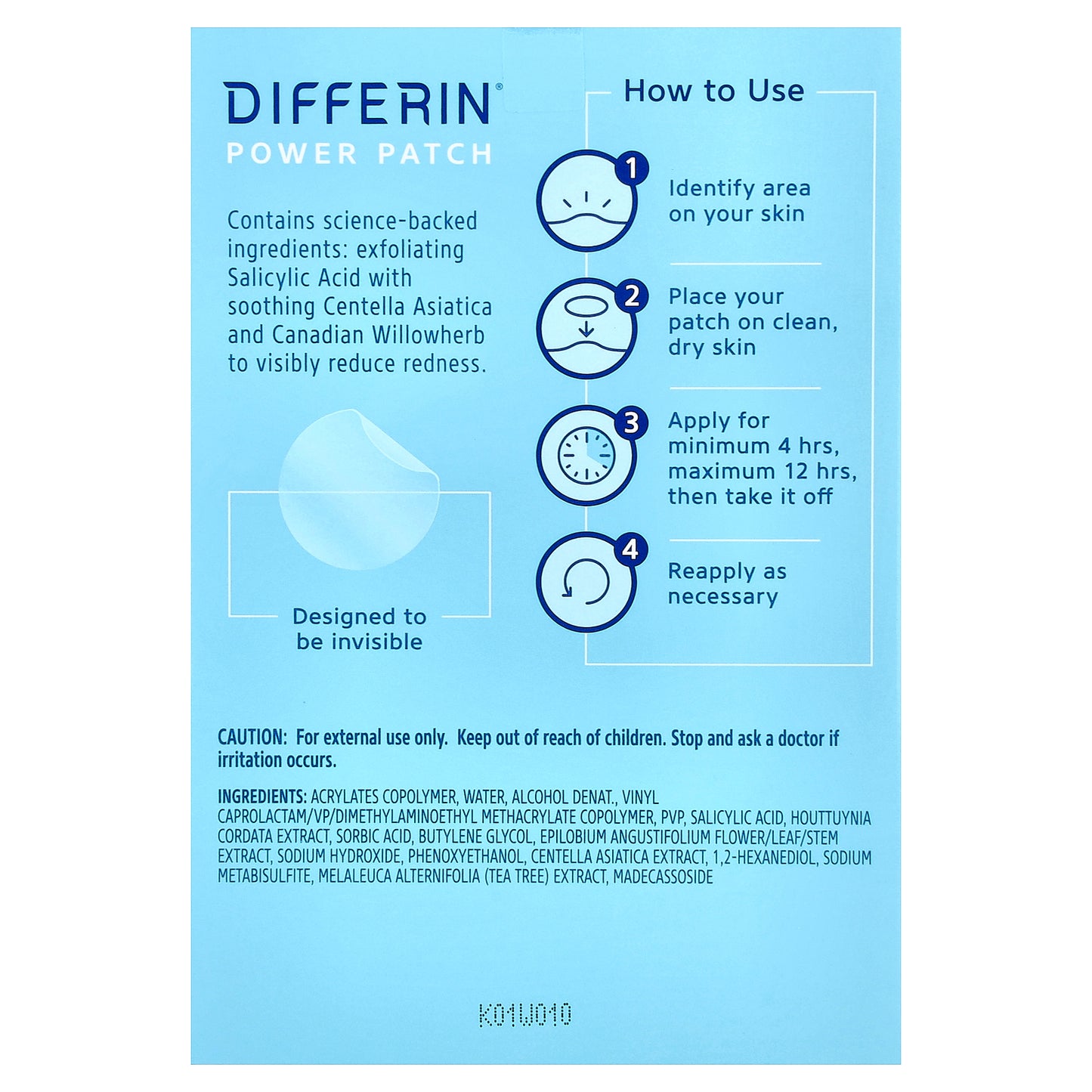Differin, Power Patch, Ultra-Thin Acne-Prone Skin Patches, 36 Clear Patches