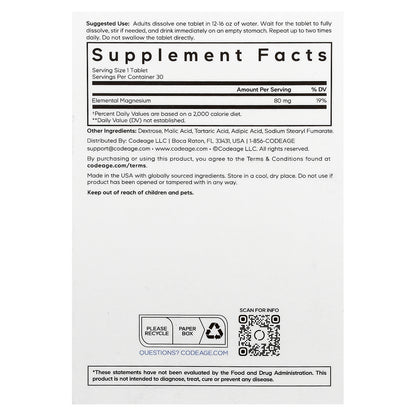 Codeage, Molecular Hydrogen, Unflavored, 30 Effervescent Tablets