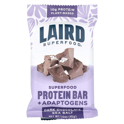 Laird Superfood, Superfood Protein Bar + Adaptogens, Dark Chocolate Sea Salt, 10 Bars, 1.6 oz (45 g) Each