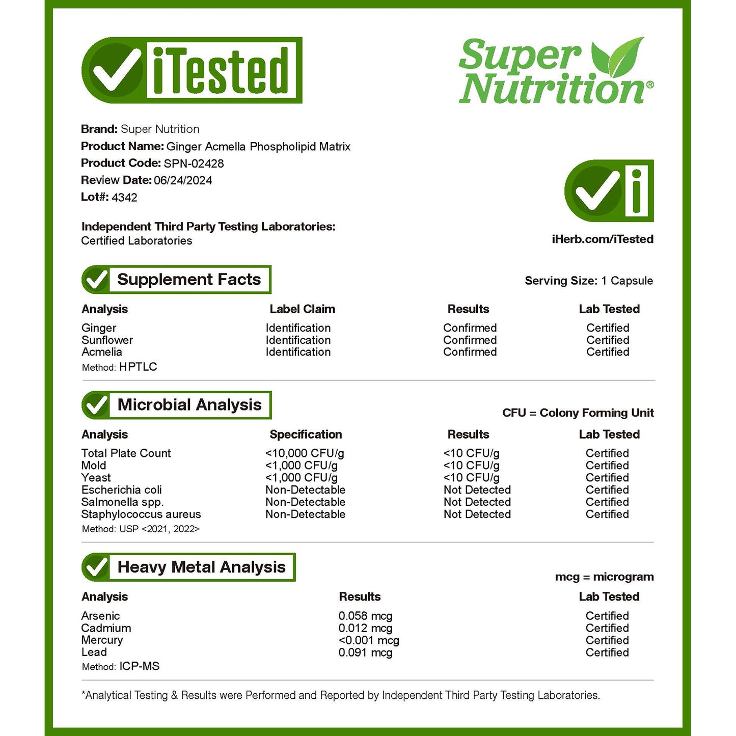 Super Nutrition, Ginger Acmella Phospholipid Matrix with Ginger Extract and Acmella Extract, 60 Veggie Capsules