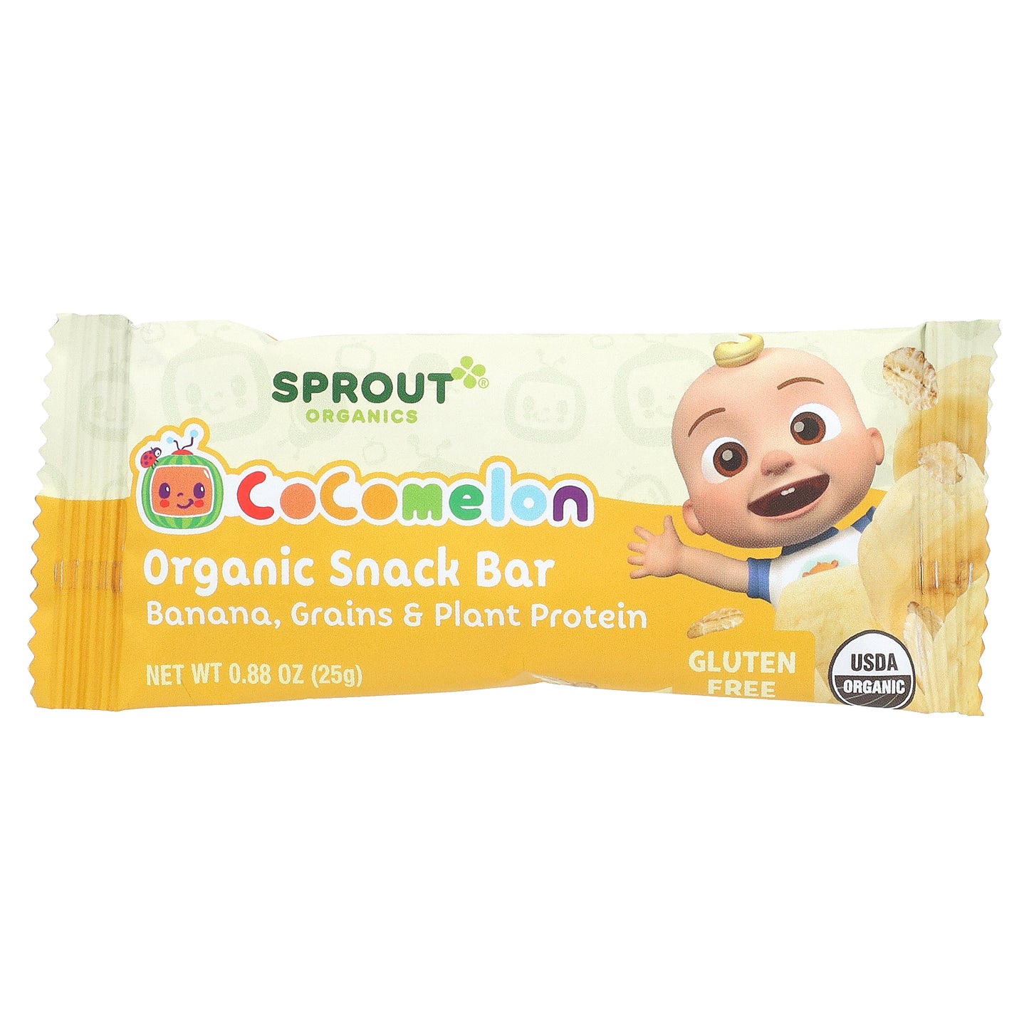 Sprout Organics, Cocomelon, Organic Snack Bar, 2 Years and Up, Banana, Grains & Plant Protein , 5 Bars, 0.88 oz (25 g) Each