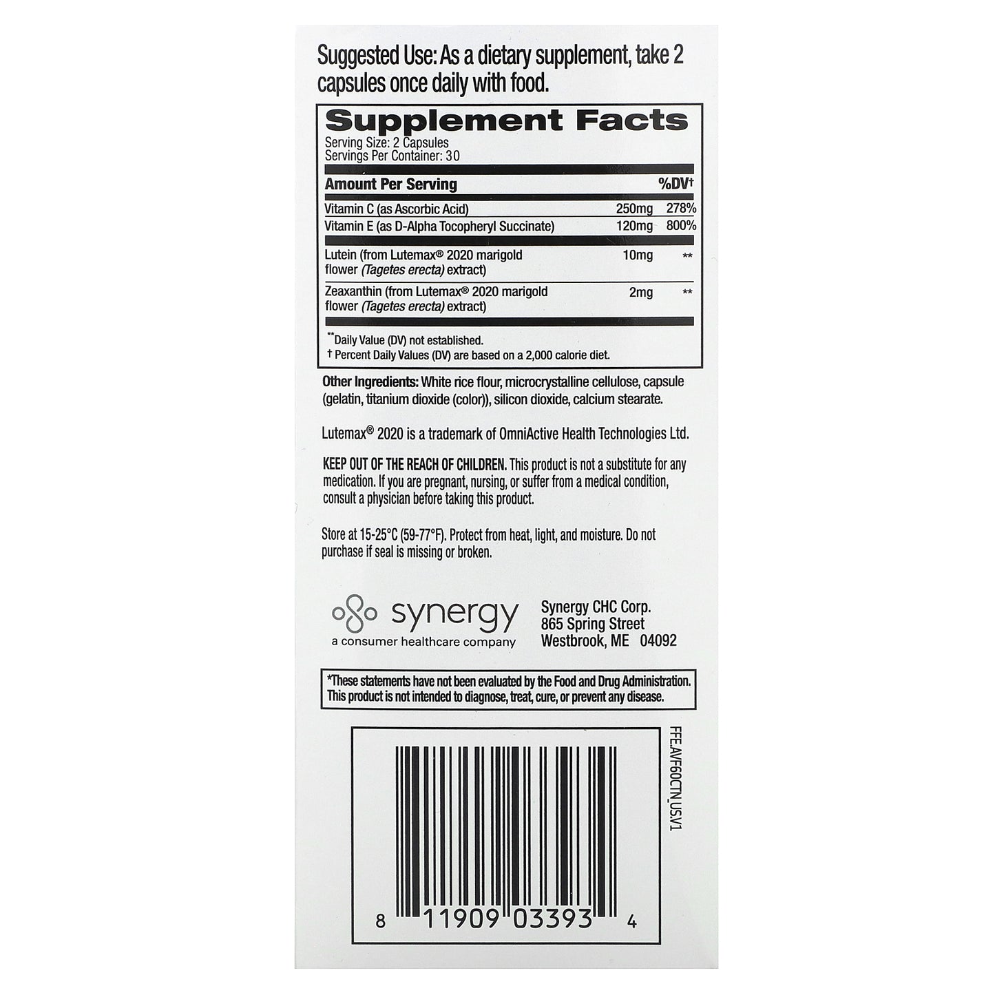 Focus Factor, Advanced Vision, 60 Capsules