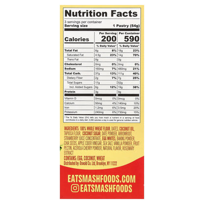Smash Foods, Toasties™, Strawberry, 3 Pastries, 1.9 oz (54 g) Each
