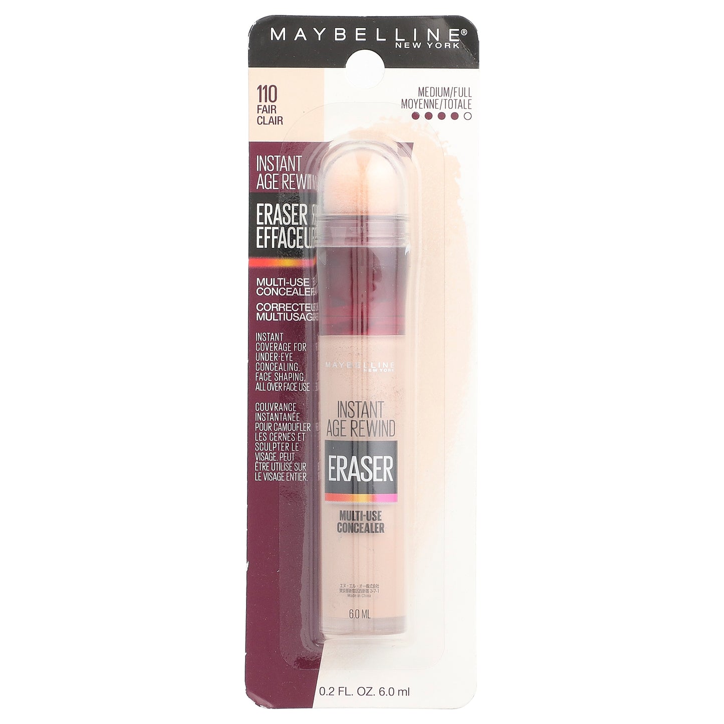 Maybelline, Instant Age Rewind, Eraser, Multi-Use Concealer,  110 Fair, 0.2 fl oz (6 ml)