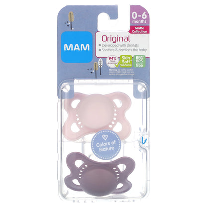 MAM, Original Pacifier, 0-6 Months, Colors of Nature, 2 Count