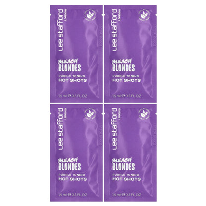 Lee Stafford, Bleach Blondes, Purple Toning Hot Shots, 4 Sachets, 0.5 fl oz (15 ml)