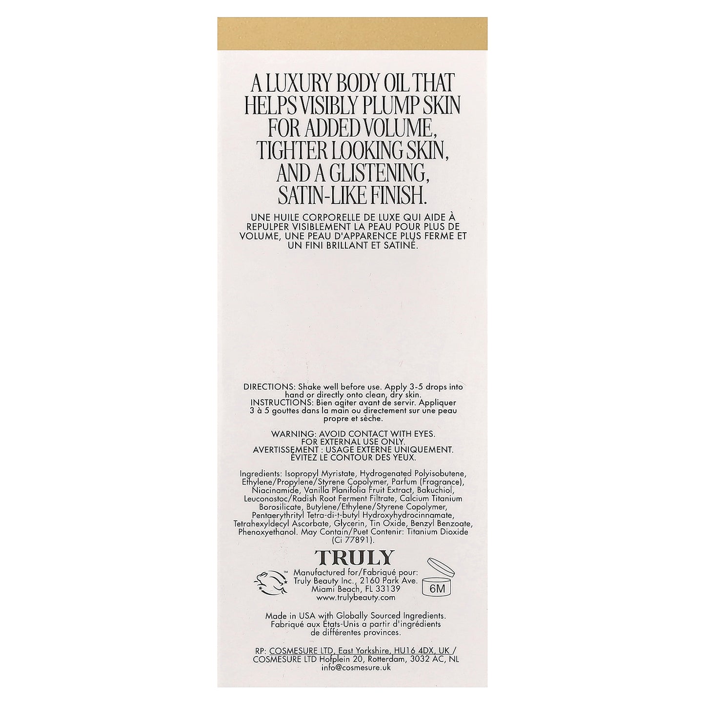 Truly Beauty, Vanilla Baby Luxury Body Oil, 3.1 fl oz (90 ml)