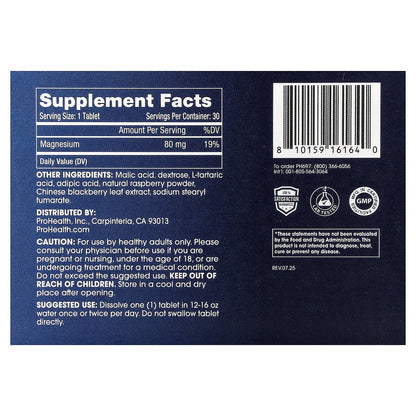 ProHealth Longevity, Molecular Hydrogen Longevity Water Tablets, Natural Raspberry, 30 Effervescent Tablets (80 mg per Tablet)