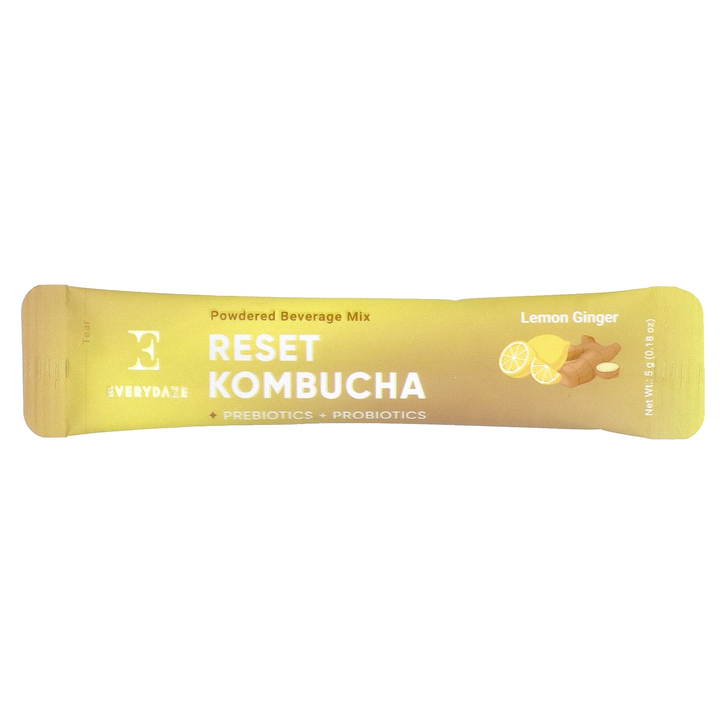 Everydaze, Reset Kombucha, Powdered Beverage Mix, Lemon Ginger, 10 Packets, 0.18 oz (5 g) Each