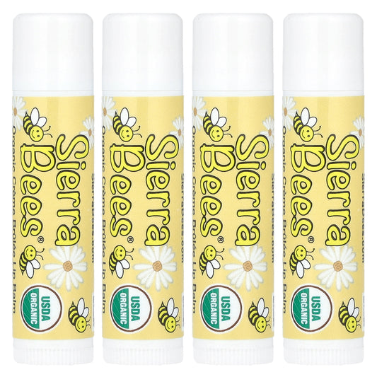 Sierra Bees, Organic Lip Balms, Creme Brulee (Vanilla), 4 Pack, 0.15 oz (4.25 g) Each