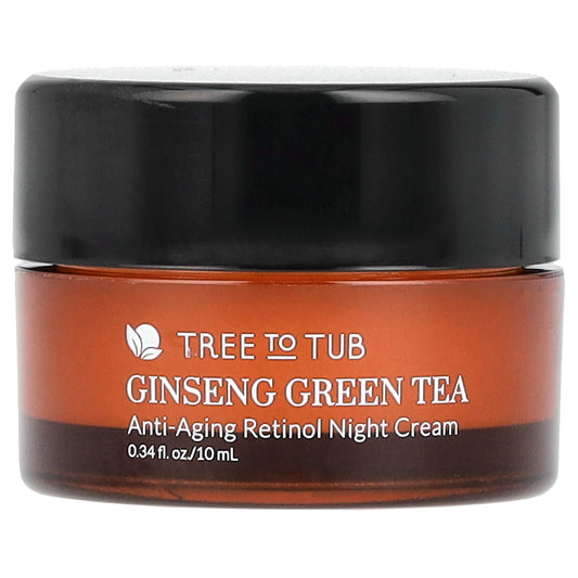 Tree To Tub, Ginseng Green Tea, Anti-Aging Retinol Night Cream, 0.34 fl oz (10 ml)