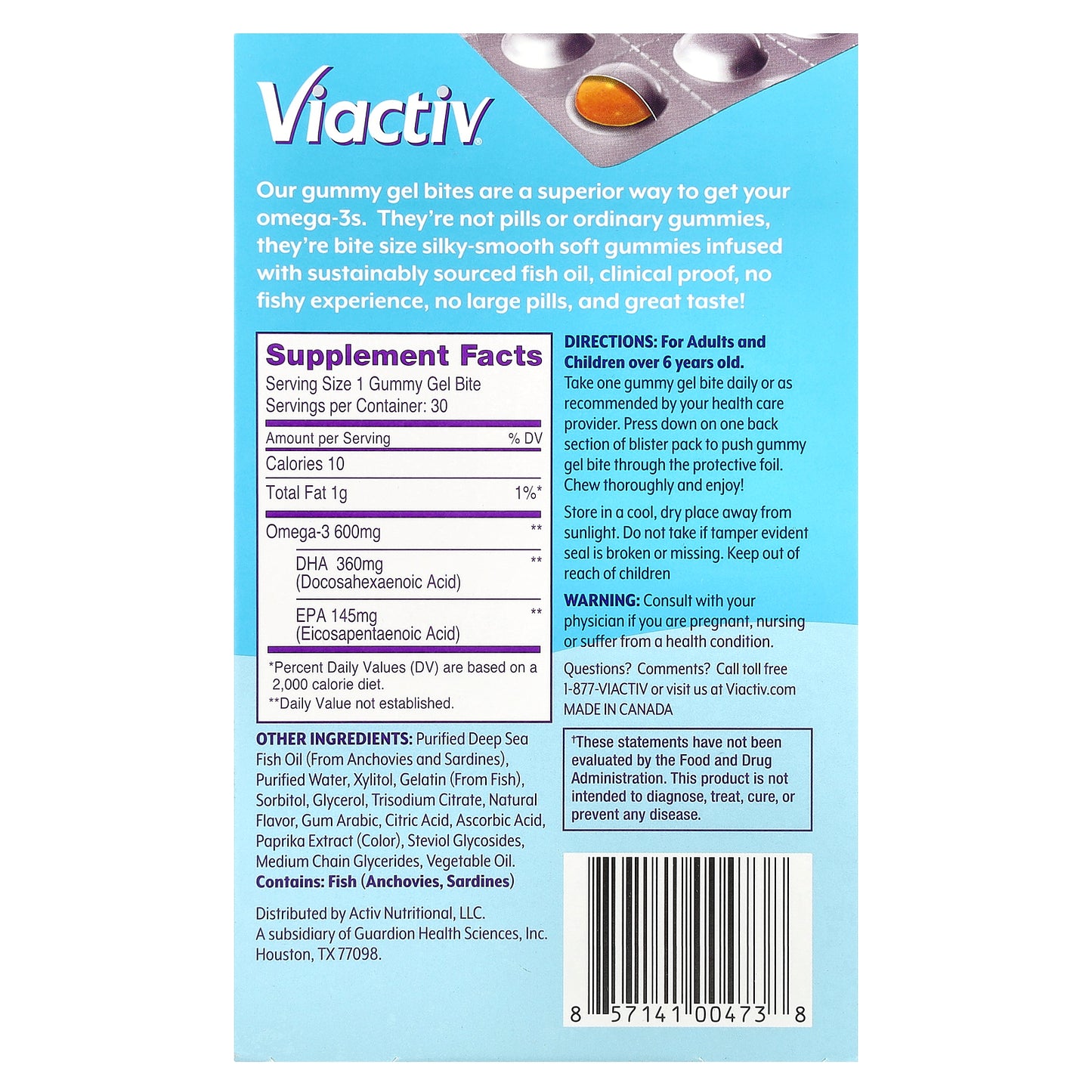 Viactiv, Omega Boost® Gummies, Citrus Passion, 600 mg, 30 Gummy Gel Bites