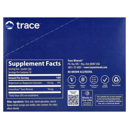 Trace, Magnesium Glycinate Powder, Orange Dream, 30 Packets, 0.11 oz (3 g) Each