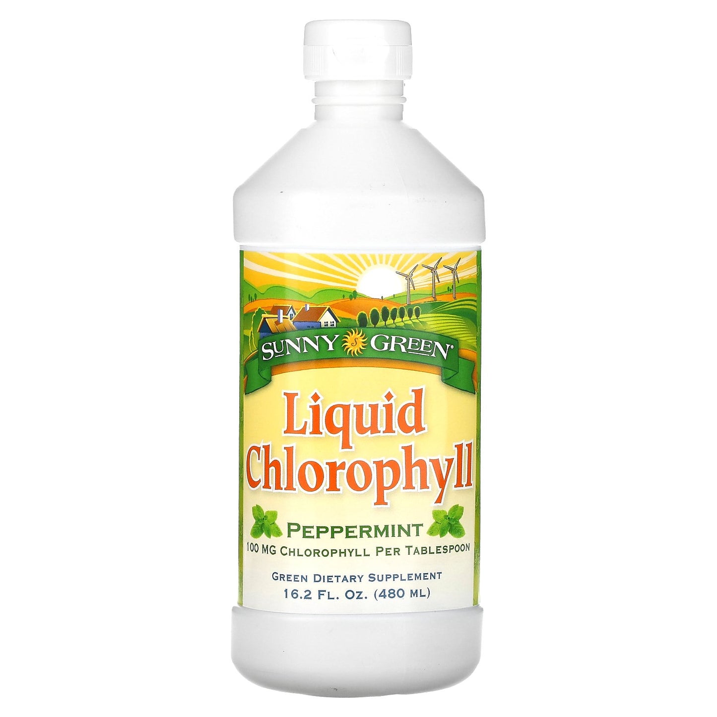 Sunny Green, Liquid Chlorophyll, Peppermint, 100 mg, 16.2 fl oz (480 ml)