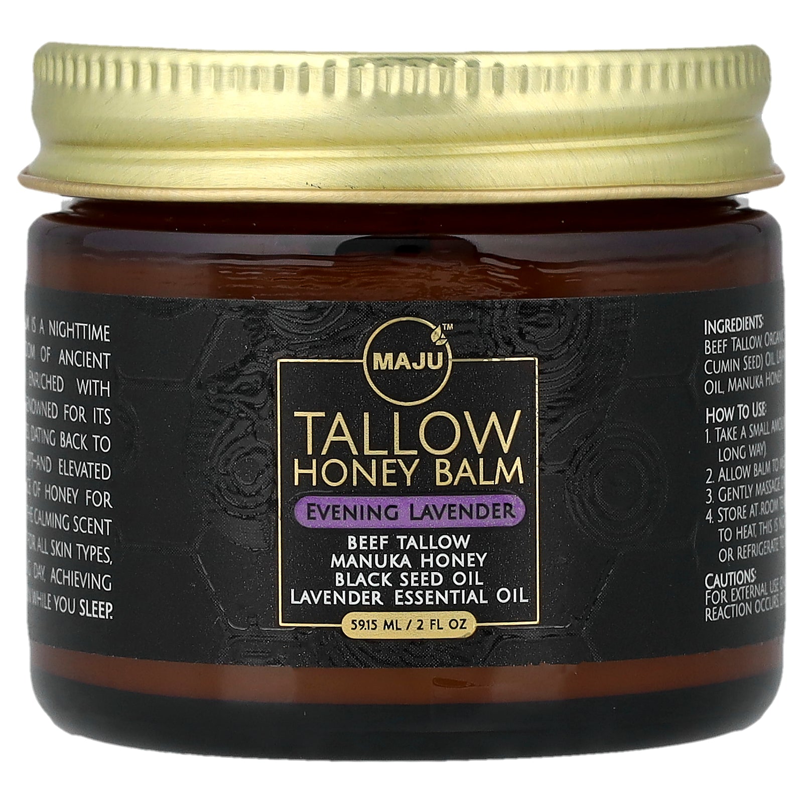Maju Superfoods, Tallow Honey Balm, Evening Lavender, 2 fl oz (59.15 ml)