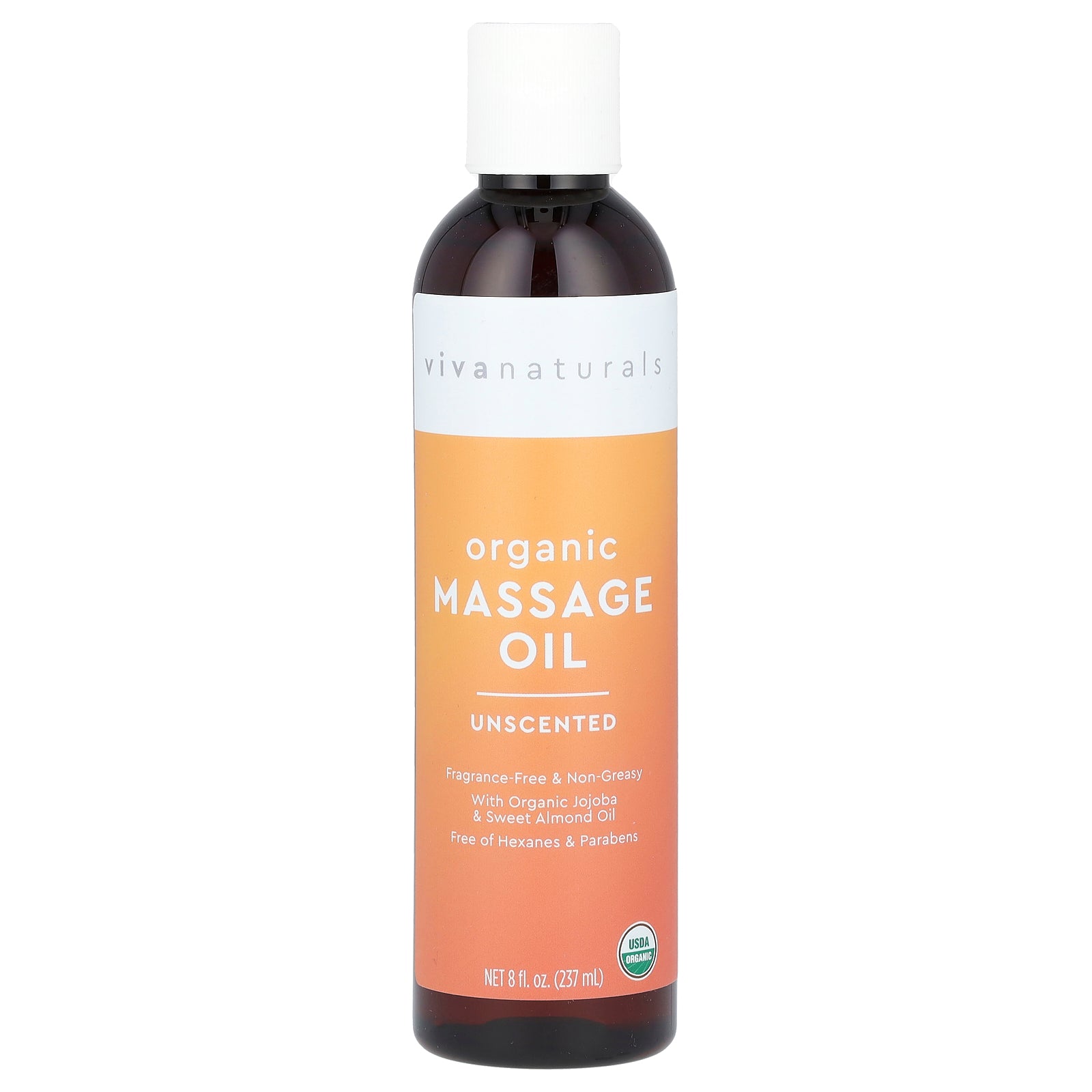 Viva Naturals, Organic Massage Oil, Unscented, 8 fl oz (237 ml)