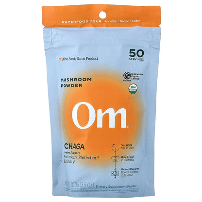 Om Mushrooms, Mushroom Powder, Chaga, 3.5 oz (100 g)