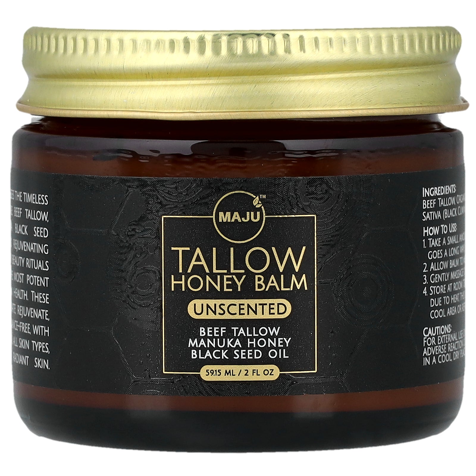 Maju Superfoods, Tallow Honey Balm, Unscented, 2 fl oz (59.15 ml)