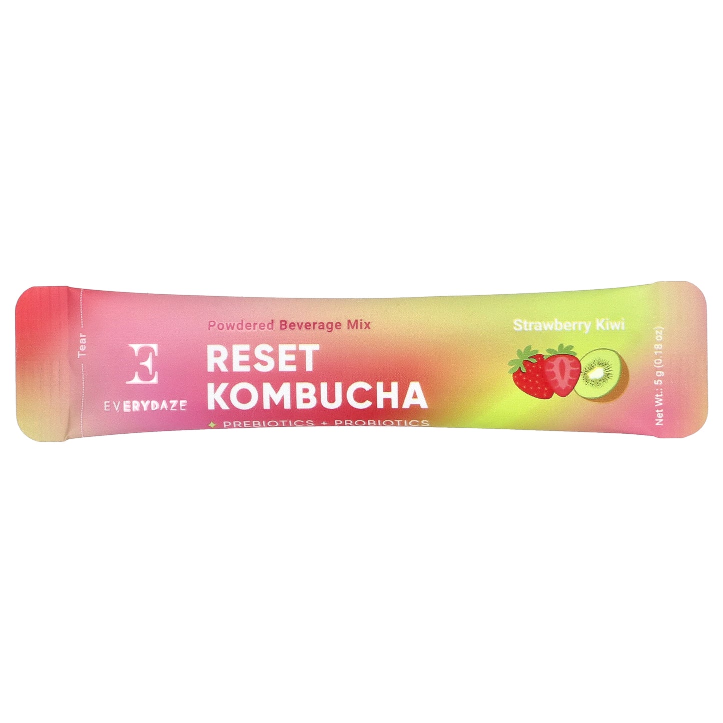 Everydaze, Reset Kombucha, Powdered Beverage Mix, Strawberry Kiwi, 10 Packets, 0.18 oz (5 g) Each