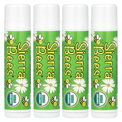 Sierra Bees, Organic Lip Balms, Mint Burst, 4 Pack, 0.15 oz (4.25 g) Each