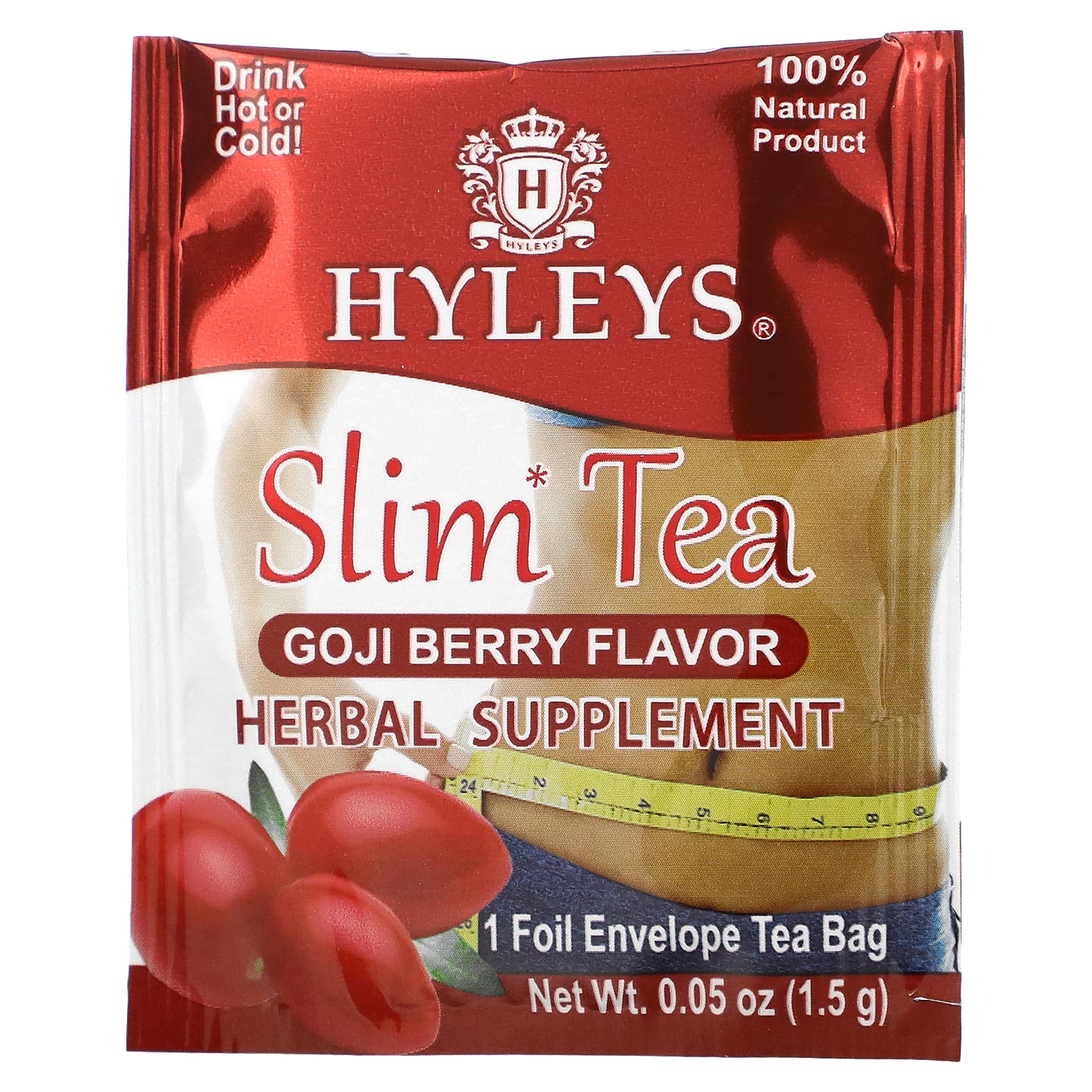 Hyleys Tea, Slim Tea, Goji Berry, 25 Foil Envelope Tea Bags, 1.32 oz (37.5 g)