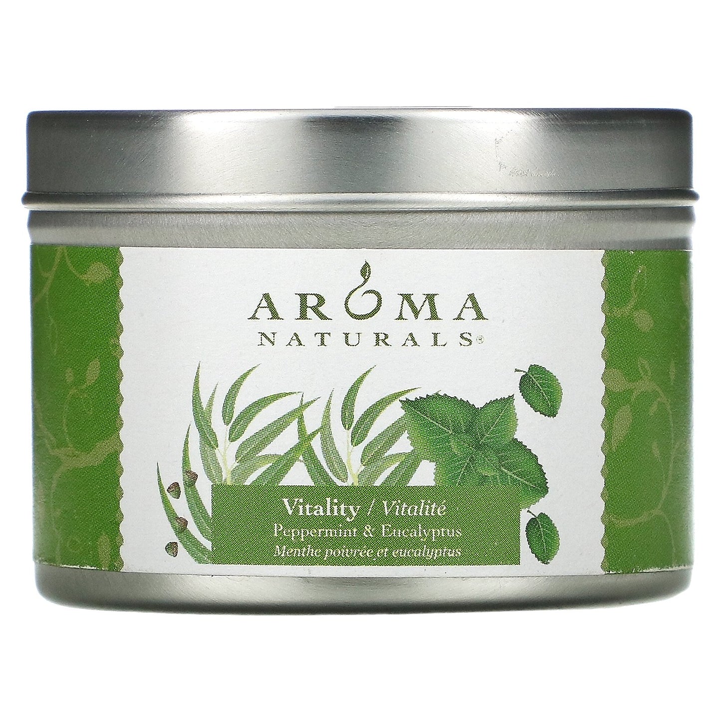 Aroma Naturals, Soy VegePure, Travel Tin Candle, Vitality, Peppermint & Eucalyptus, 2.8 oz (79.38 g)