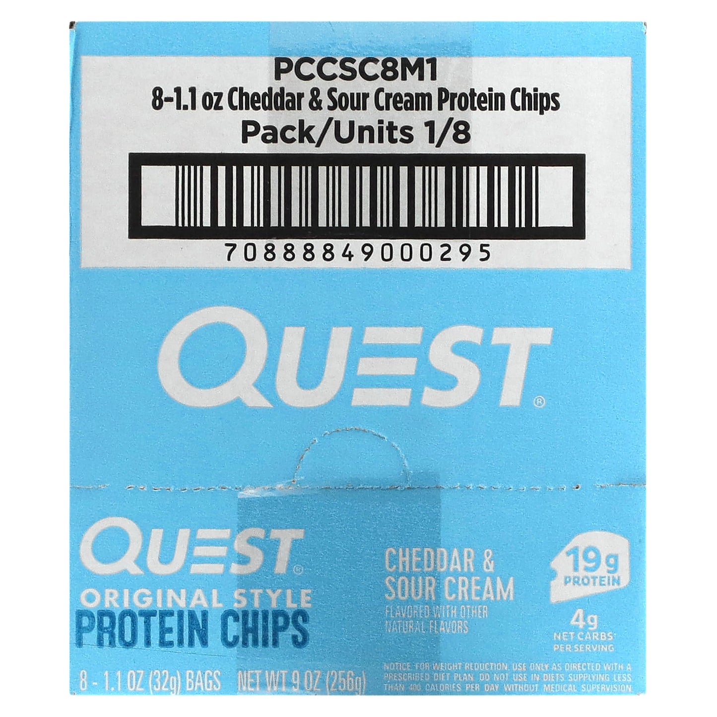 Quest Nutrition, Original Style Protein Chips, Cheddar & Sour Cream, 8 Bags, 1.1 oz (32 g) Each