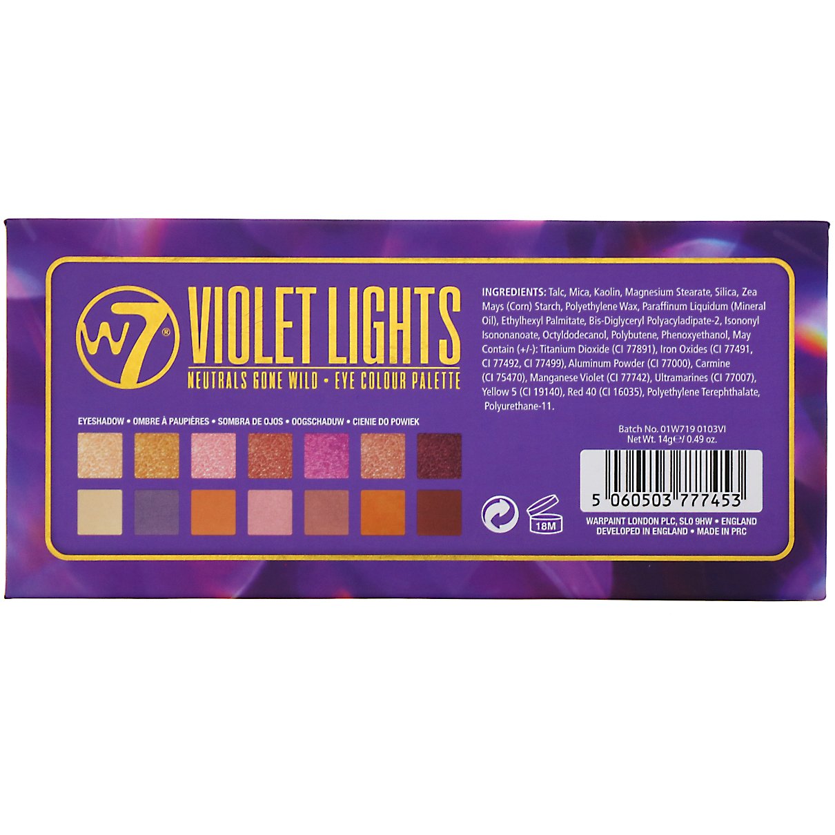 W7, Violet Lights, Neutrals Gone Wild, Eye Colour Palette, 0.39 oz (11.2 g)