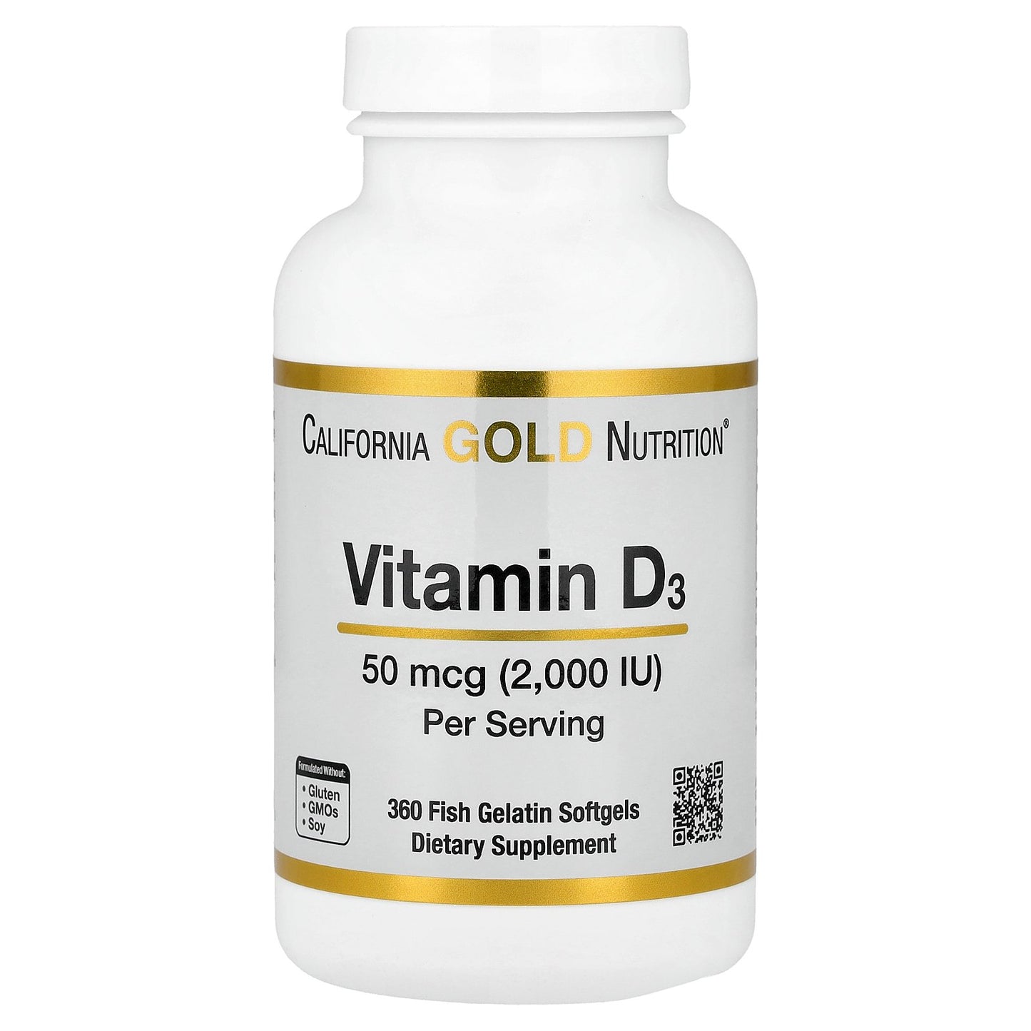 California Gold Nutrition, Vitamin D3, 50 mcg (2,000 IU), 360 Fish Gelatin Softgels
